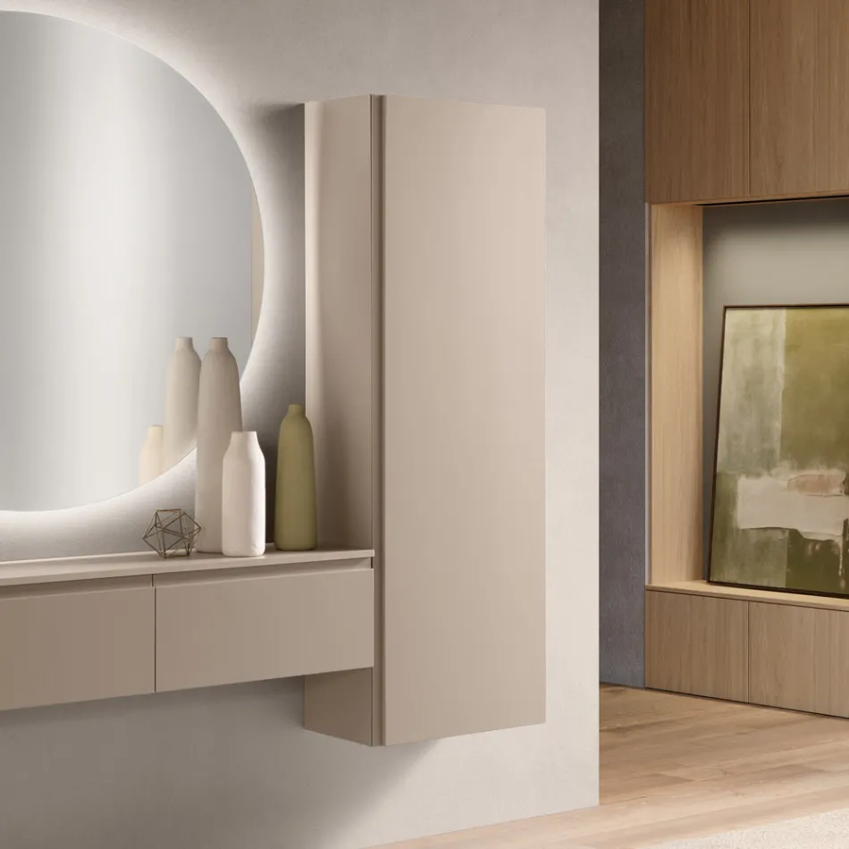 Perchero de melamina lacada con puerta de MDF y estante interior - Lunis viadurini