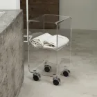 Columna Trolley en Cristal Acrílico Transparente 1 o 3 Estantes - Minervo viadurini