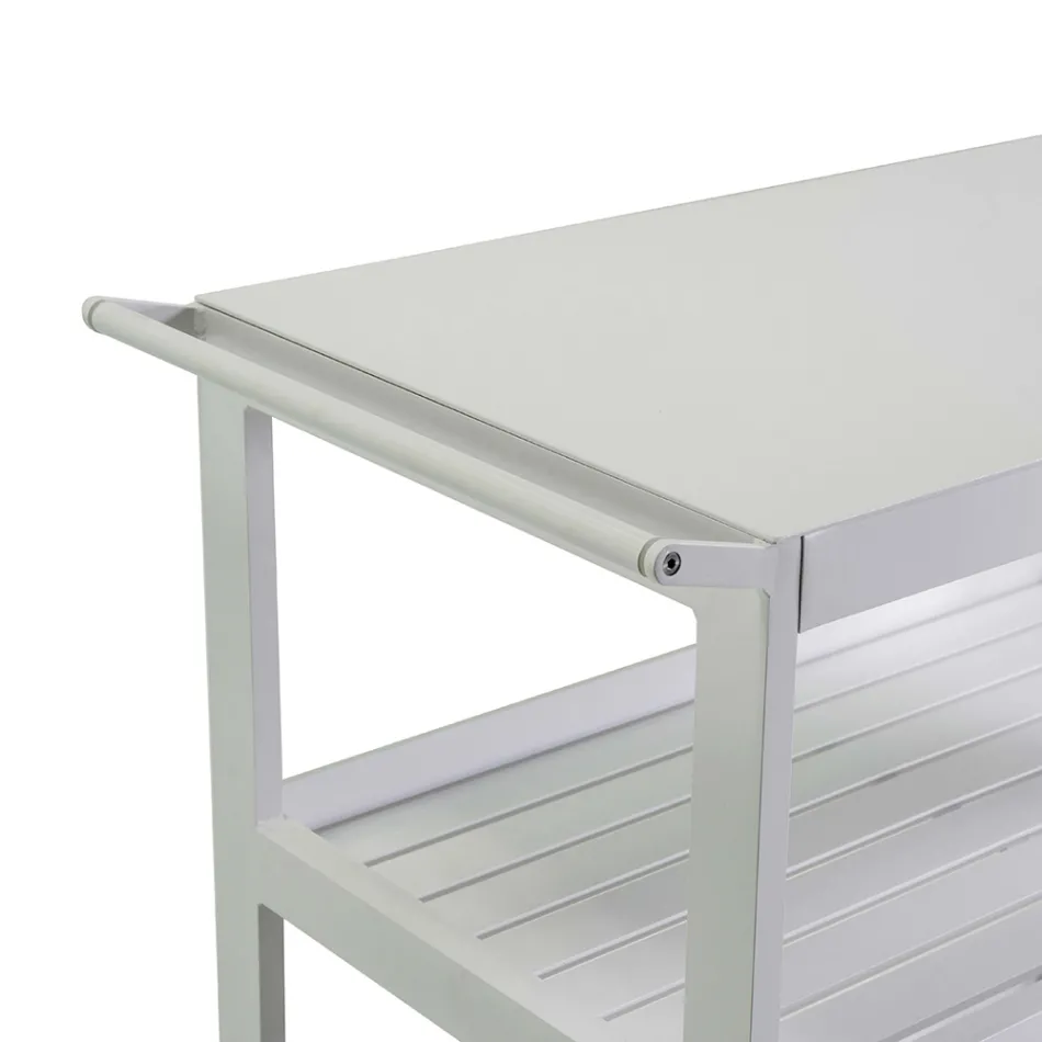 Carro de Aluminio con Diferentes Acabados con Ruedas y 3 Estantes - Carpa viadurini