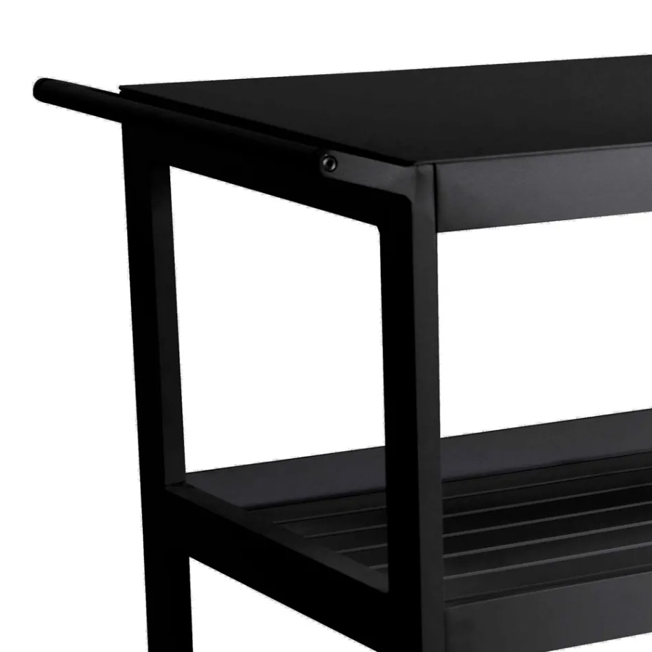 Carro de Aluminio con Diferentes Acabados con Ruedas y 3 Estantes - Carpa viadurini