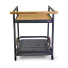 Carro de aluminio en diferentes acabados con ruedas y detalles de teca - Carpa viadurini