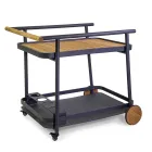 Carro de aluminio en diferentes acabados con ruedas y detalles de teca - Carpa viadurini