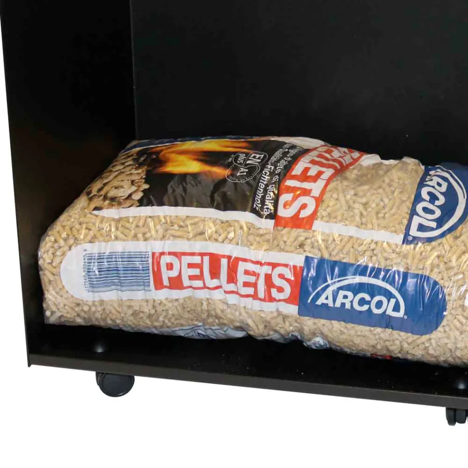 Carro portabolsas de pellets de metal con ruedas Made in Italy - Pinguino viadurini