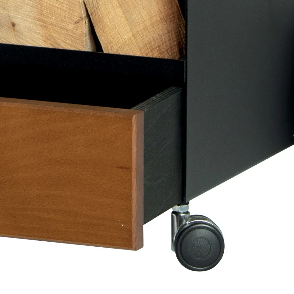 Carro de madera con cajón y ruedas Made in Italy - Alpaca viadurini