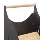 Carrito para leña de interior en hierro pintado de negro fabricado en Italia - Chloe viadurini