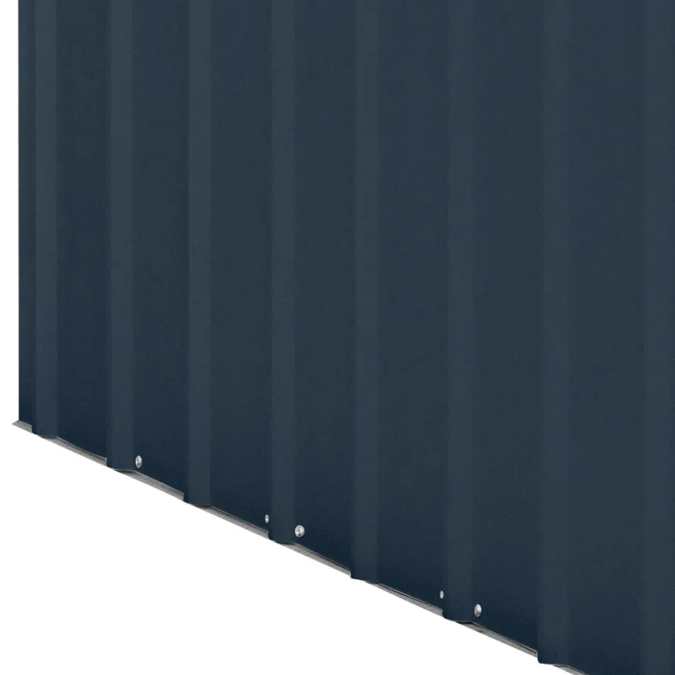 Caseta de jardín adosada de chapa de color antracita con puerta batiente - Cucciolo viadurini