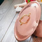 Cacerola Baja en Cobre Estañado a Mano Redonda con 2 Asas 24 cm - Gianfranco viadurini