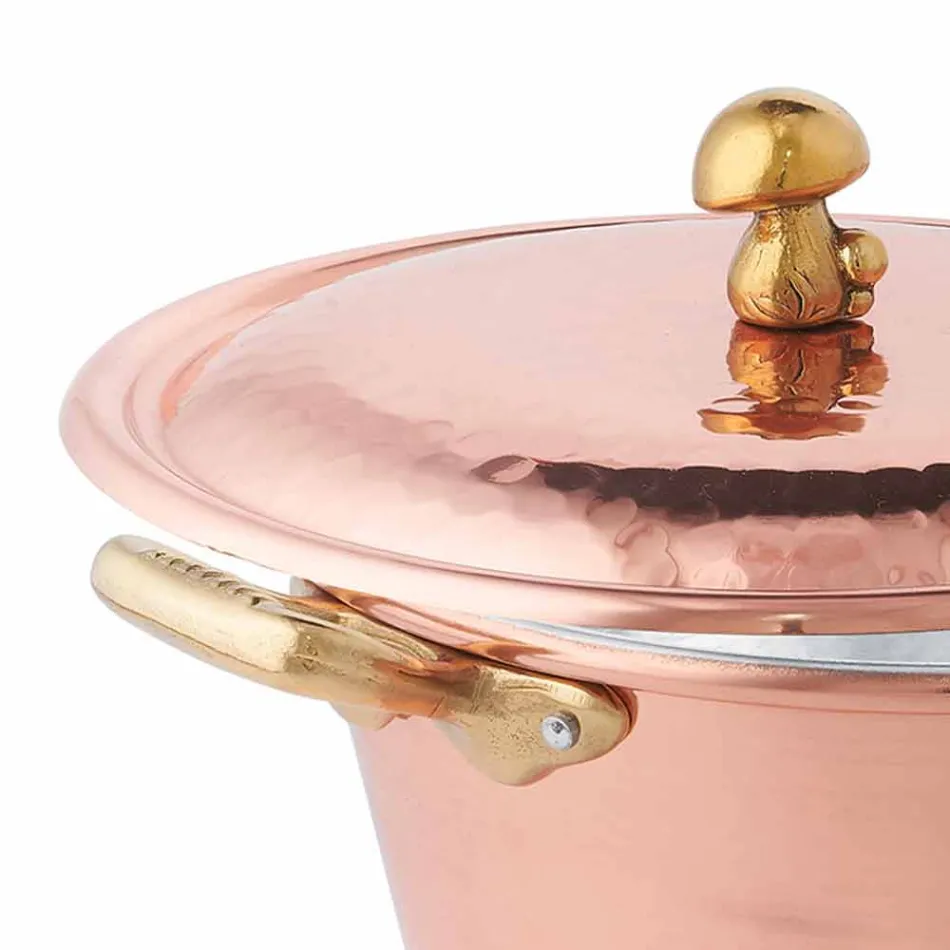 Cacerola y Tapa Cobre Cobre Cónico Estañado a Mano 28 cm - Marialuna viadurini