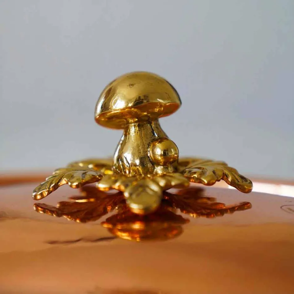 Cacerola Ovalada De Cobre Estañado A Mano Para Horno Y Tapa 27x20 cm - Mariag viadurini