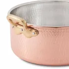 Cacerola Mediana de Cobre Estañado Mano Redonda con 2 Asas 24 cm - Gianfranco viadurini