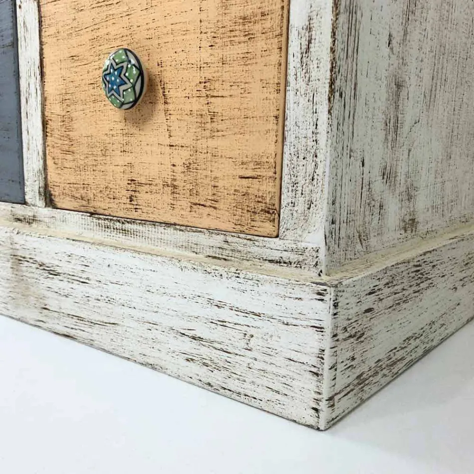 Cómoda artesanal de madera maciza con 9 cajones Made in Italy - Pierrot viadurini