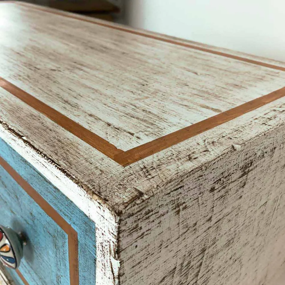 Cómoda con cajones de colores y pomos de cerámica Made in Italy - Hendriks viadurini