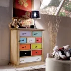 Cómoda con cajones de todos los colores y tiradores diferentes Made in Italy - Aditya viadurini