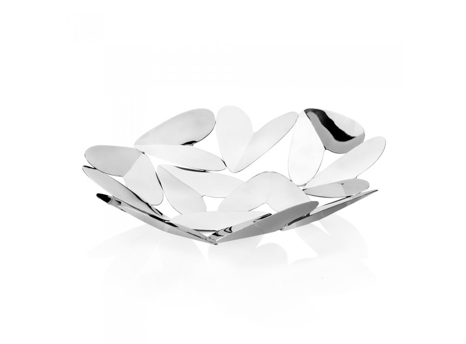 Centro de mesa de diseño elegante con corazones de metal plateado Made in Italy - Arlan viadurini