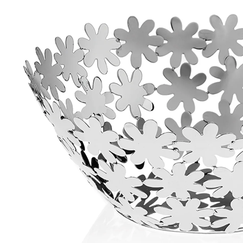 Centro de mesa de diseño en metal plateado y decoración floral de lujo - Terraceo viadurini