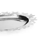 Centro de mesa de diseño en metal plateado con borde decorado - Cordoba viadurini