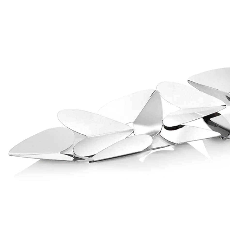 Centro de mesa lineal con diseño italiano de corazones de metal plateado - Arlan viadurini