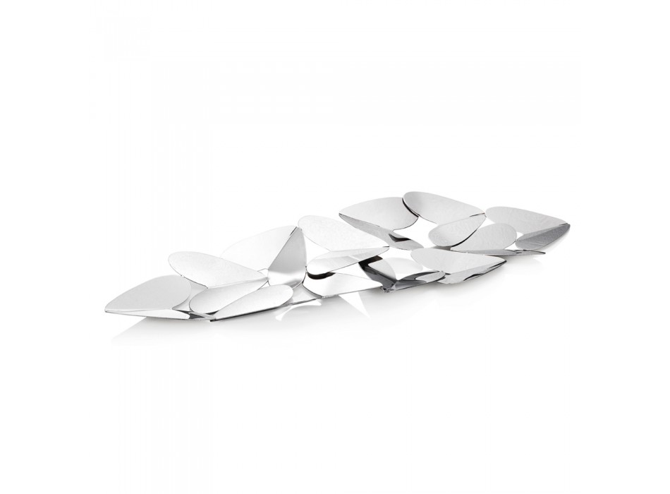 Centro de mesa lineal con diseño italiano de corazones de metal plateado - Arlan viadurini
