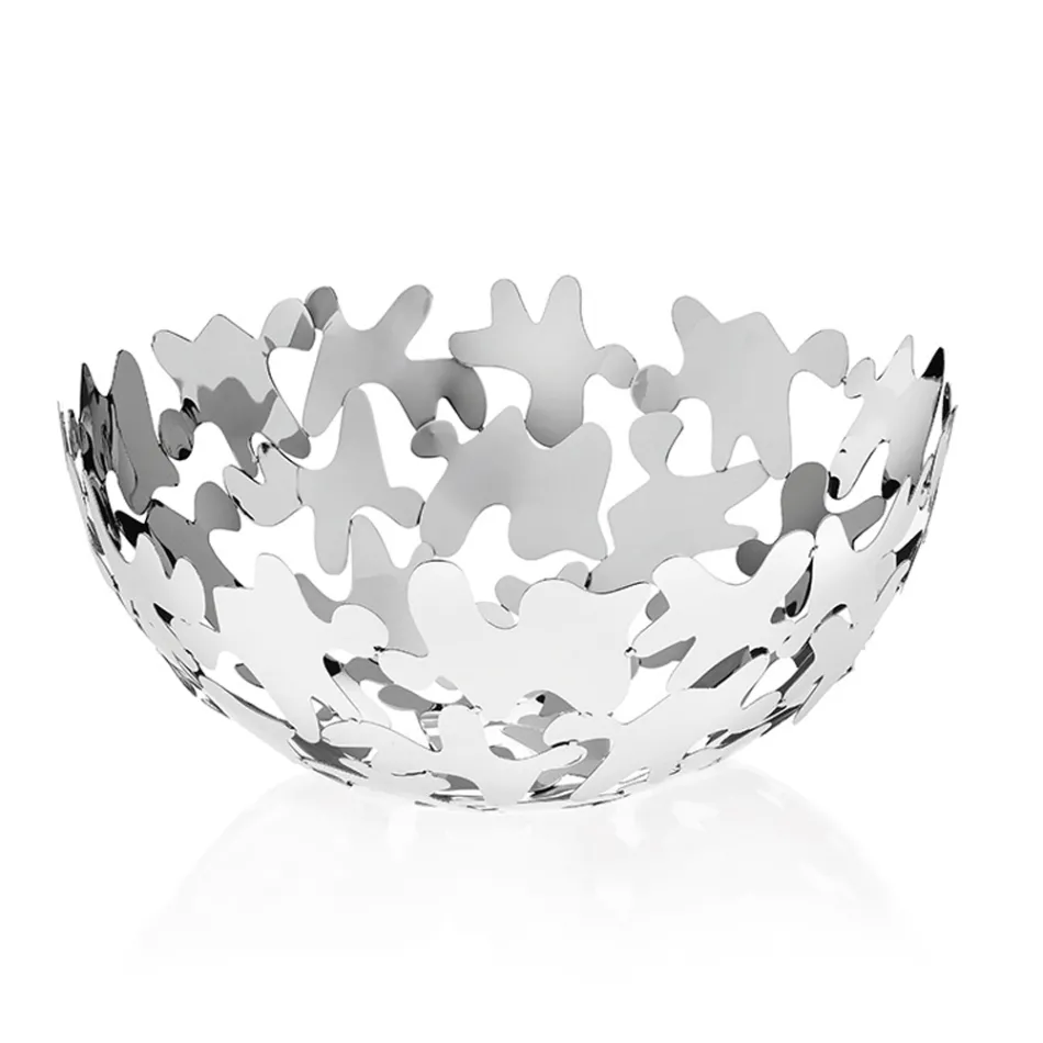 Centro de Mesa Redondo Diseño Contemporáneo Decorado en Metal Plateado - Cordoba viadurini