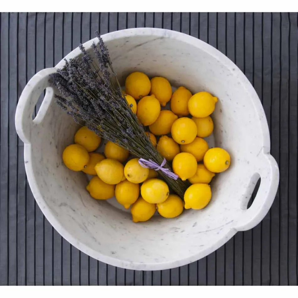 Cesta en mármol blanco de Carrara de diseño de lujo italiano - Tinozzo viadurini