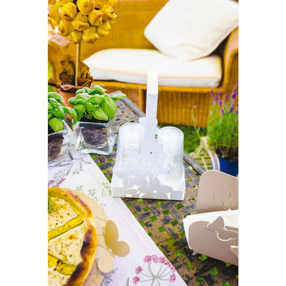 Cesta de hierro con diseño moderno y portavasos hecha en Italia - Marken viadurini