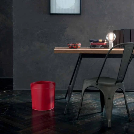 Cesto de residuos de papel hecho en Italia en cuero regenerado Canistro. viadurini