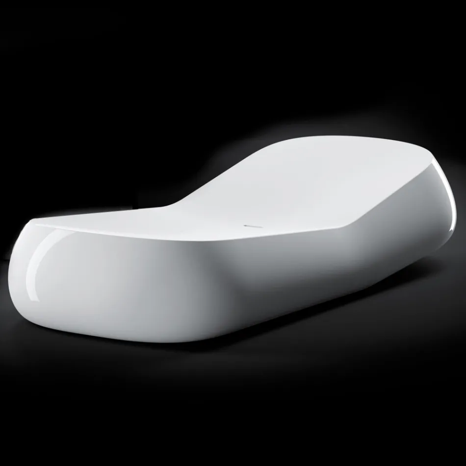 Chaise Longue de exterior de diseño en polietileno blanco Made in Italy - Ervin viadurini