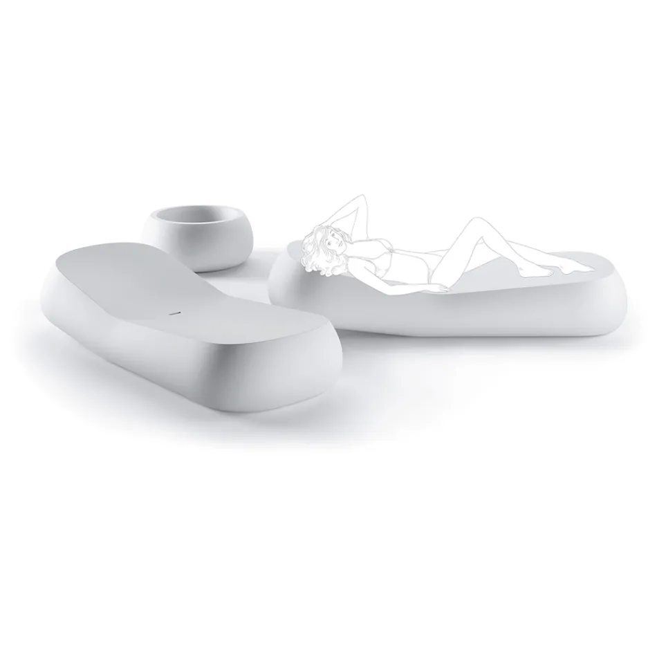 Chaise Longue de exterior de diseño en polietileno blanco Made in Italy - Ervin viadurini
