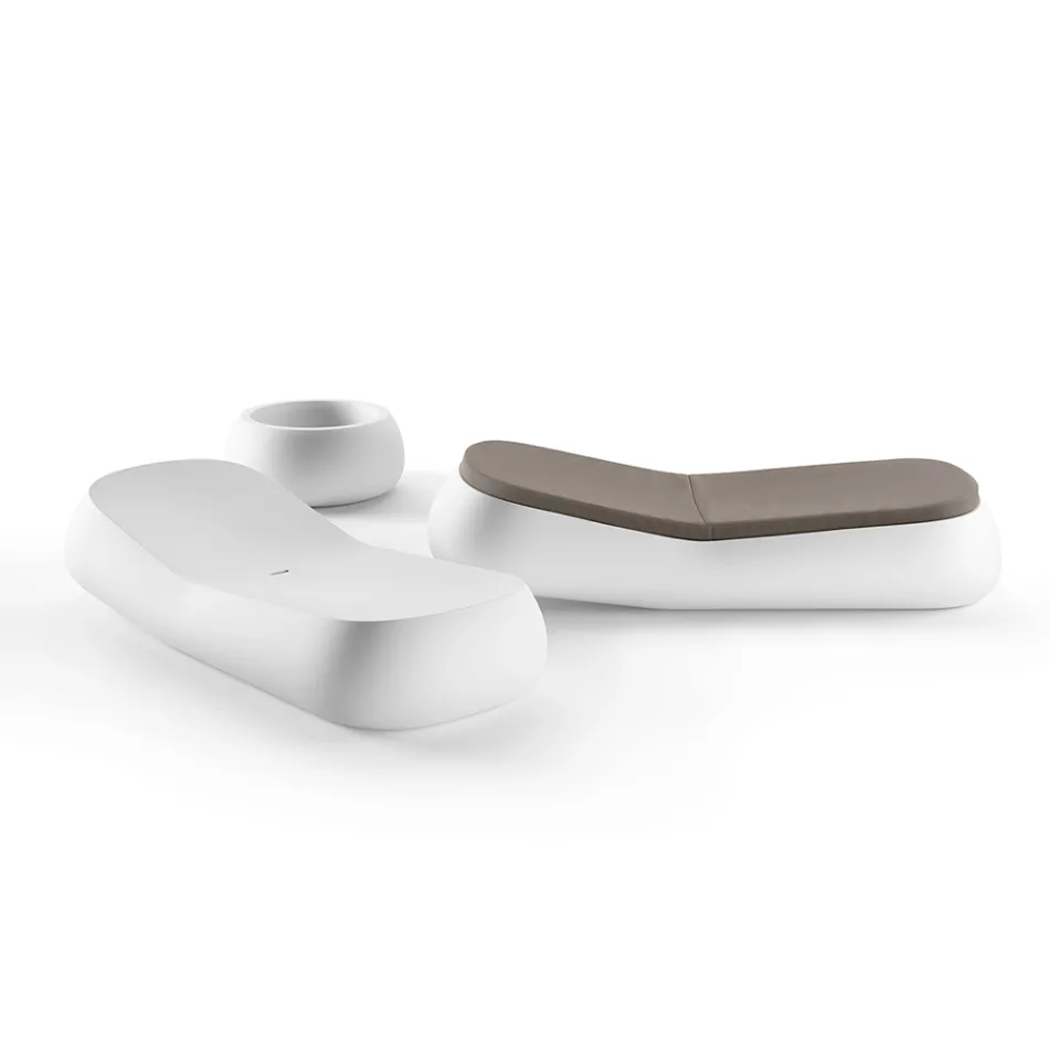 Chaise Longue de exterior de diseño en polietileno blanco Made in Italy - Ervin viadurini
