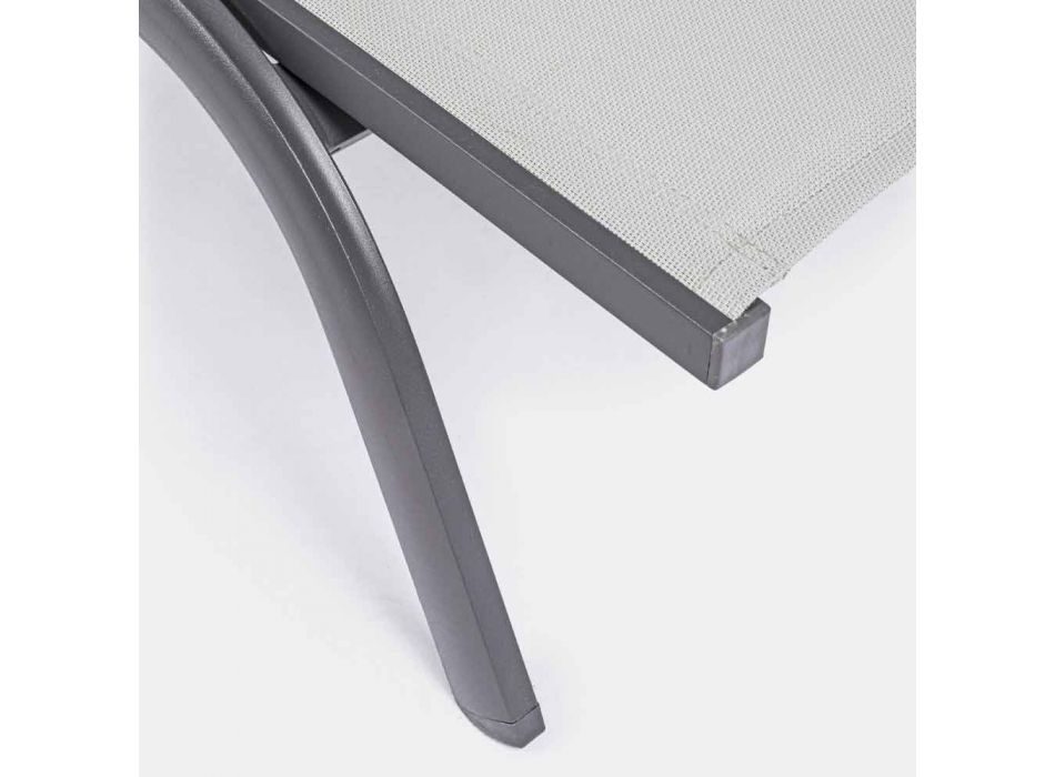 Chaise Longue para exterior en Aluminio y Textilene con Ruedas, 4 Piezas - Monalisa viadurini