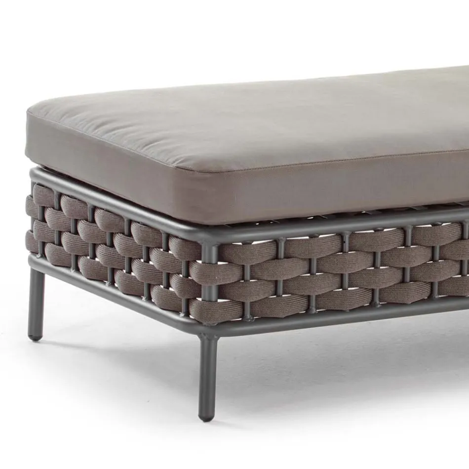 Chaise Longue de exterior en cuerda y cojines con fundas de tela extraíbles - Jamaica viadurini