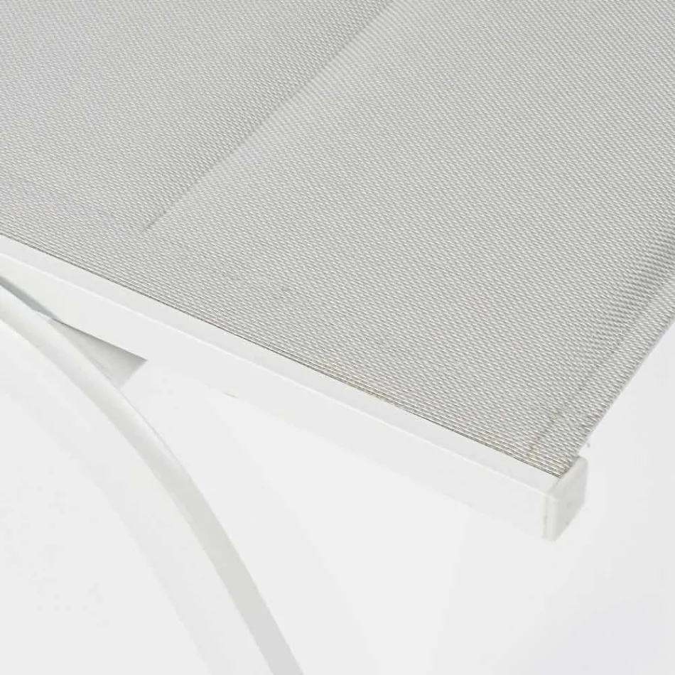 Chaise Longue para exterior en Textilene y Aluminio con Ruedas, 4 Piezas - Babilonia viadurini