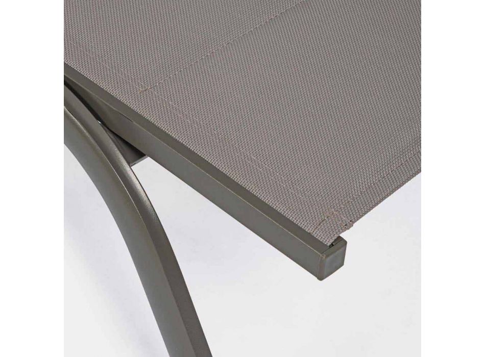 Chaise Longue para exterior en Textilene y Aluminio con Ruedas, 4 Piezas - Babilonia viadurini