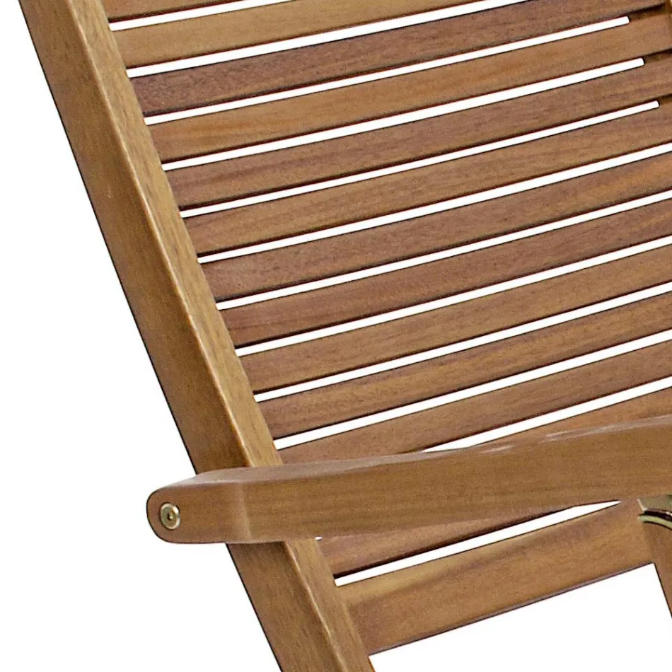 Chaise Longue Reclinable de Diseño para Exterior en Madera Natural - Roxen viadurini