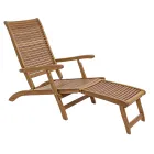 Chaise Longue de exterior reclinable de diseño en madera natural - Roxen viadurini