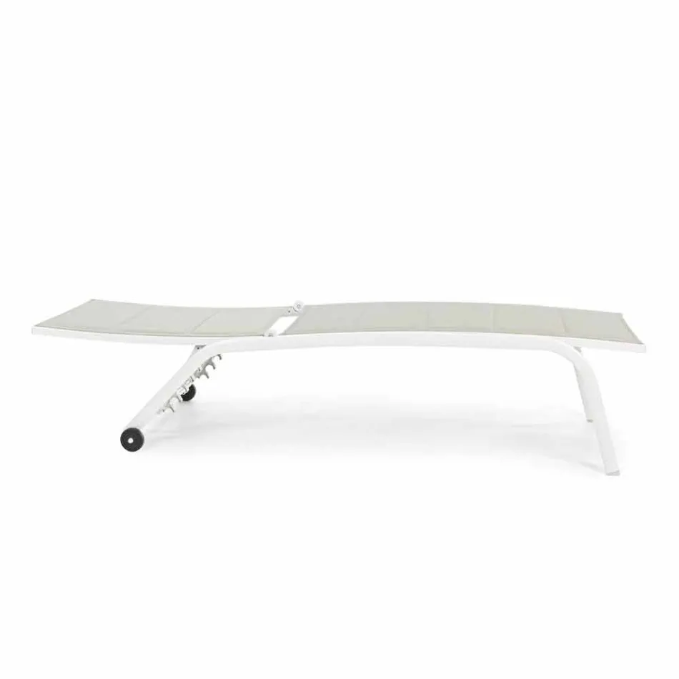 Chaise Longue de jardín con ruedas y respaldo reclinable, 4 piezas - Babilonia viadurini