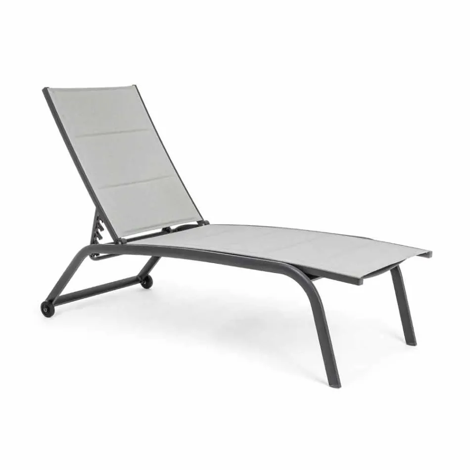 Chaise Longue de jardín con ruedas y respaldo reclinable, 4 piezas - Babilonia viadurini
