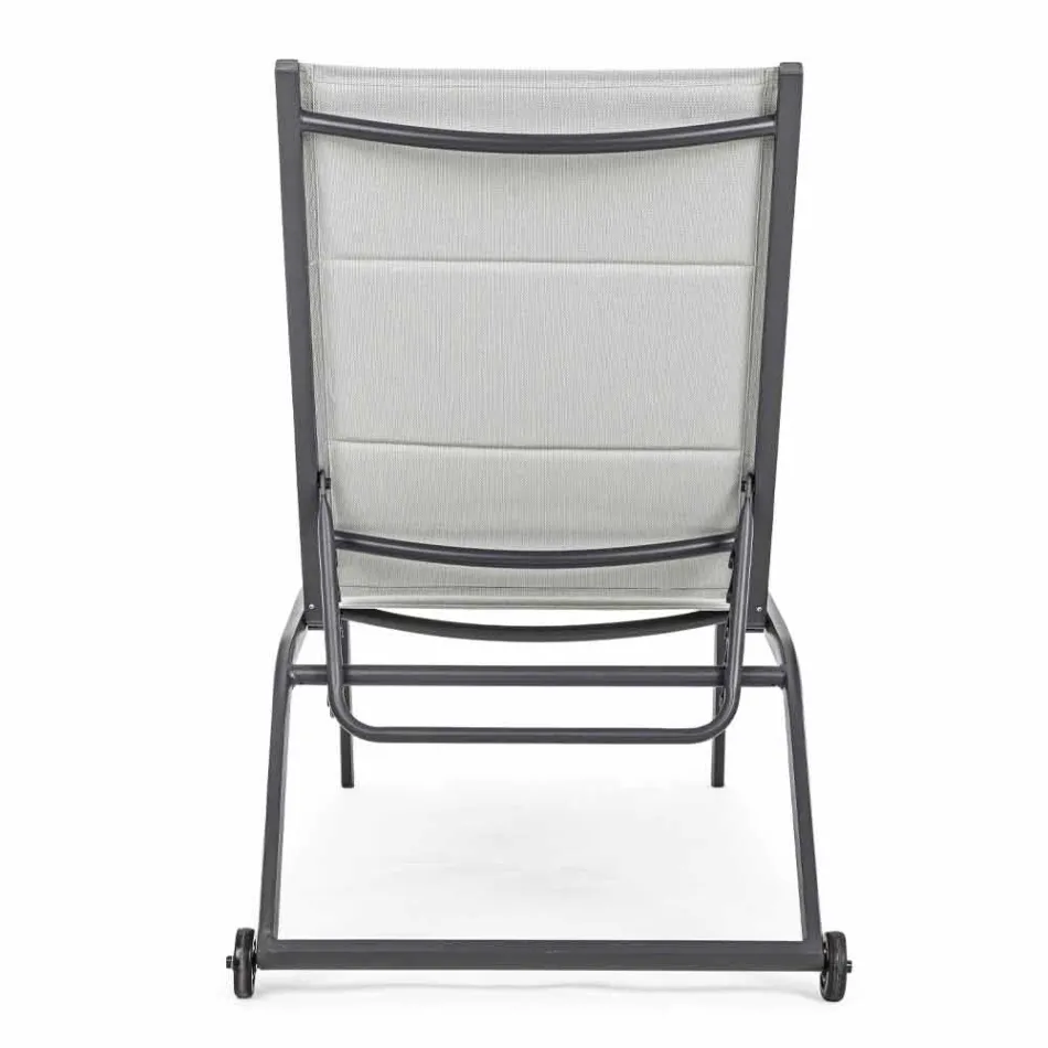 Chaise Longue de jardín con ruedas y respaldo reclinable, 4 piezas - Babilonia viadurini