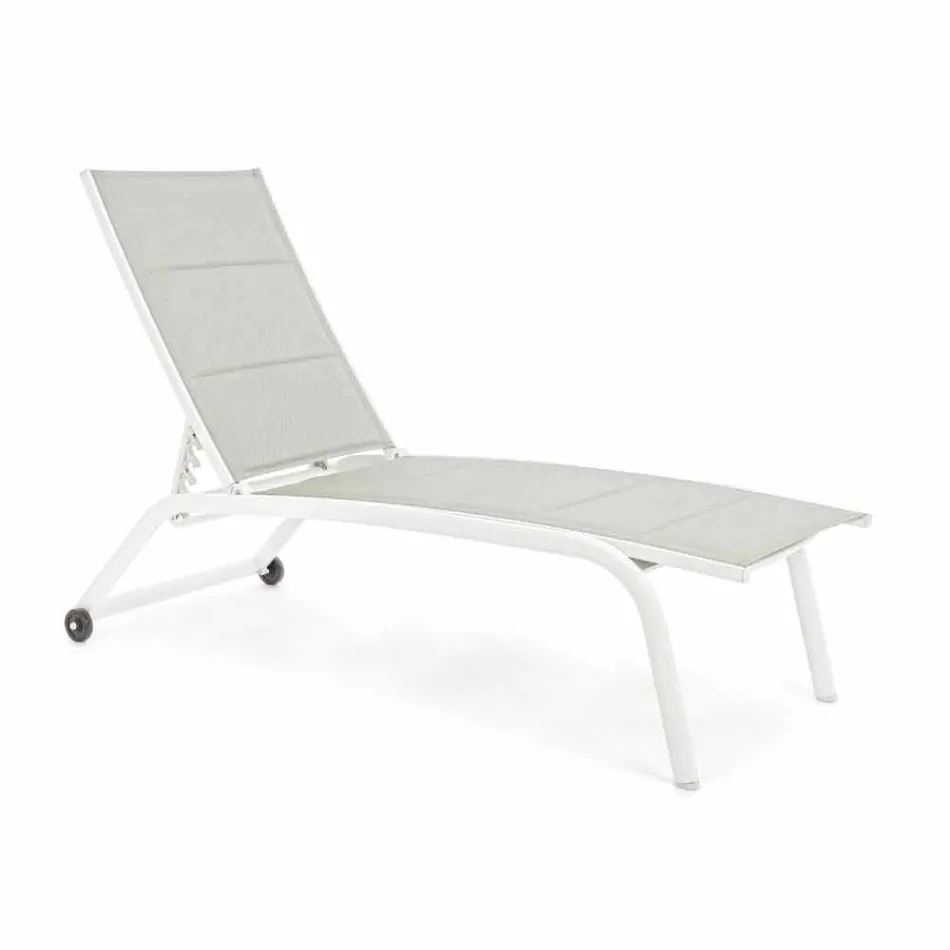 Chaise Longue de jardín con ruedas y respaldo reclinable, 4 piezas - Babilonia viadurini