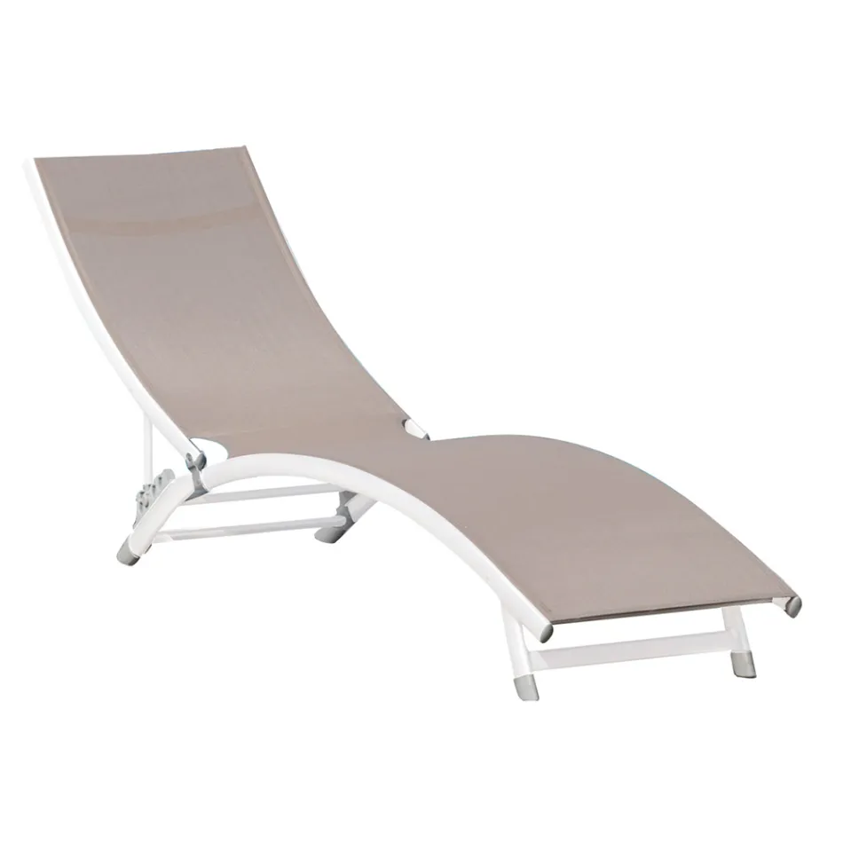 Chaise longue de jardín con estructura de aluminio blanco - Berranger viadurini