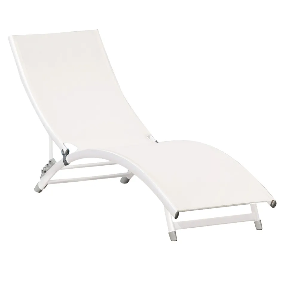 Chaise longue de jardín con estructura de aluminio blanco - Berranger viadurini