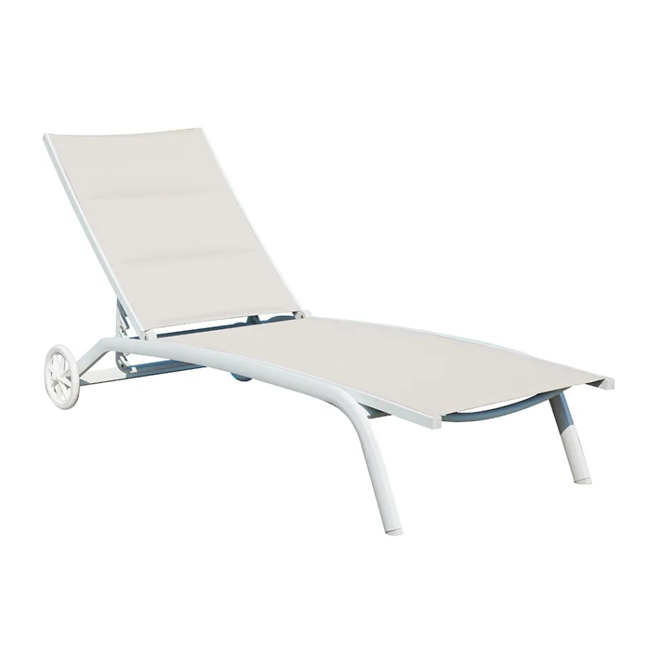 Chaise longue de jardín de aluminio con asiento de textileno - Zohra viadurini