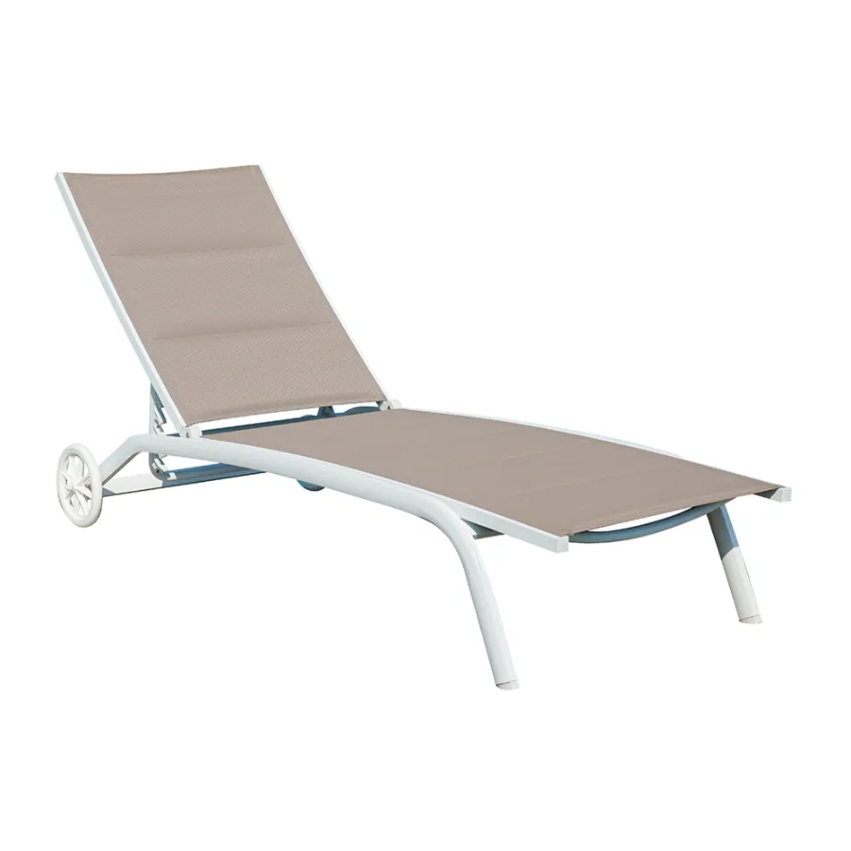 Chaise longue de jardín de aluminio con asiento de textileno - Zohra viadurini