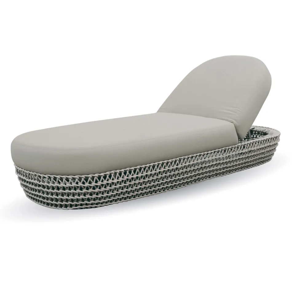 Chaise longue de caucho para jardín con estructura de cuerda tejida - Shuffle viadurini