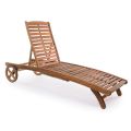 Chaise Longue de jardín en madera con ruedas de diseño para exteriores - Roxen