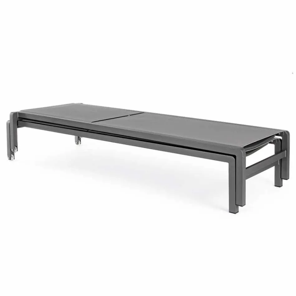 Homemotion Tumbona de jardín reclinable de aluminio, 4 piezas - Lester viadurini
