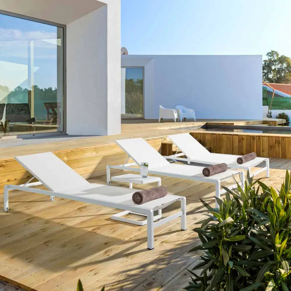 Homemotion Tumbona de jardín reclinable de aluminio, 4 piezas - Lester viadurini