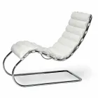 Chaise longue de acero cromado con asiento de cuero Made in Italy - Diamante viadurini
