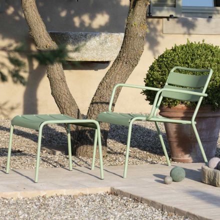 Chaise longue de exterior con reposapiés de metal Made in Italy - Amina viadurini