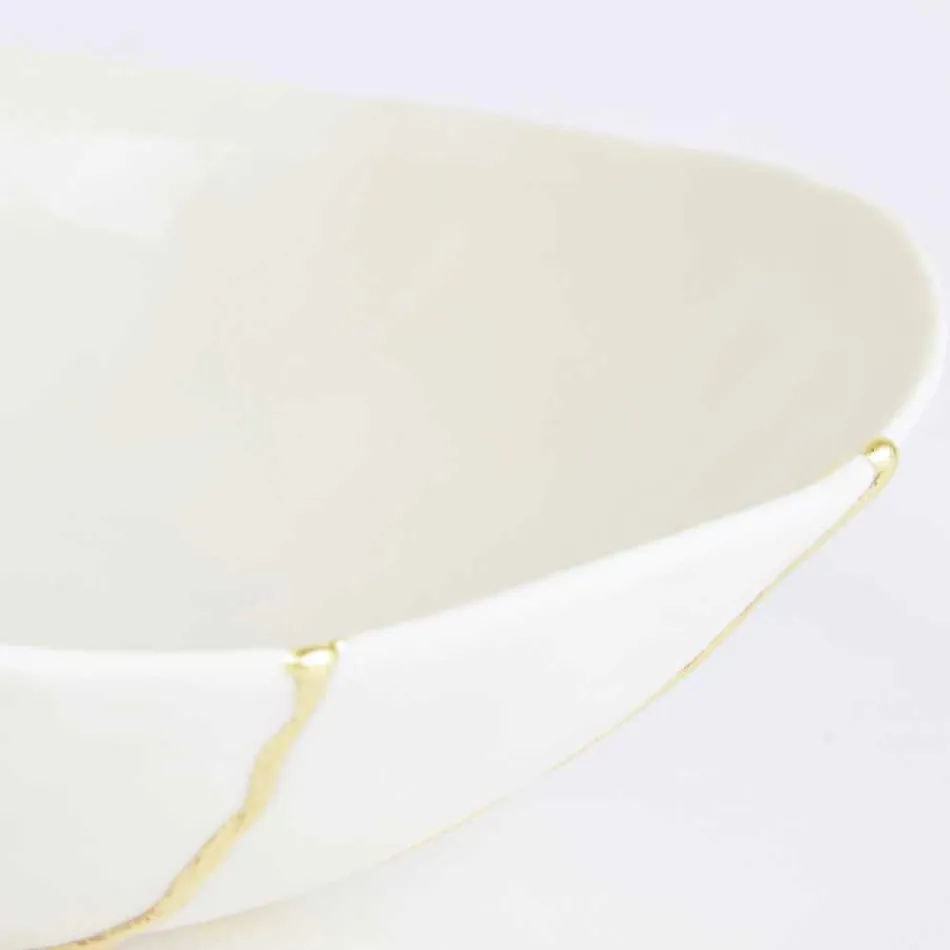 Cuencos en Porcelana Blanca y Pan de Oro Diseño de Lujo Italiano - Cicatroro viadurini